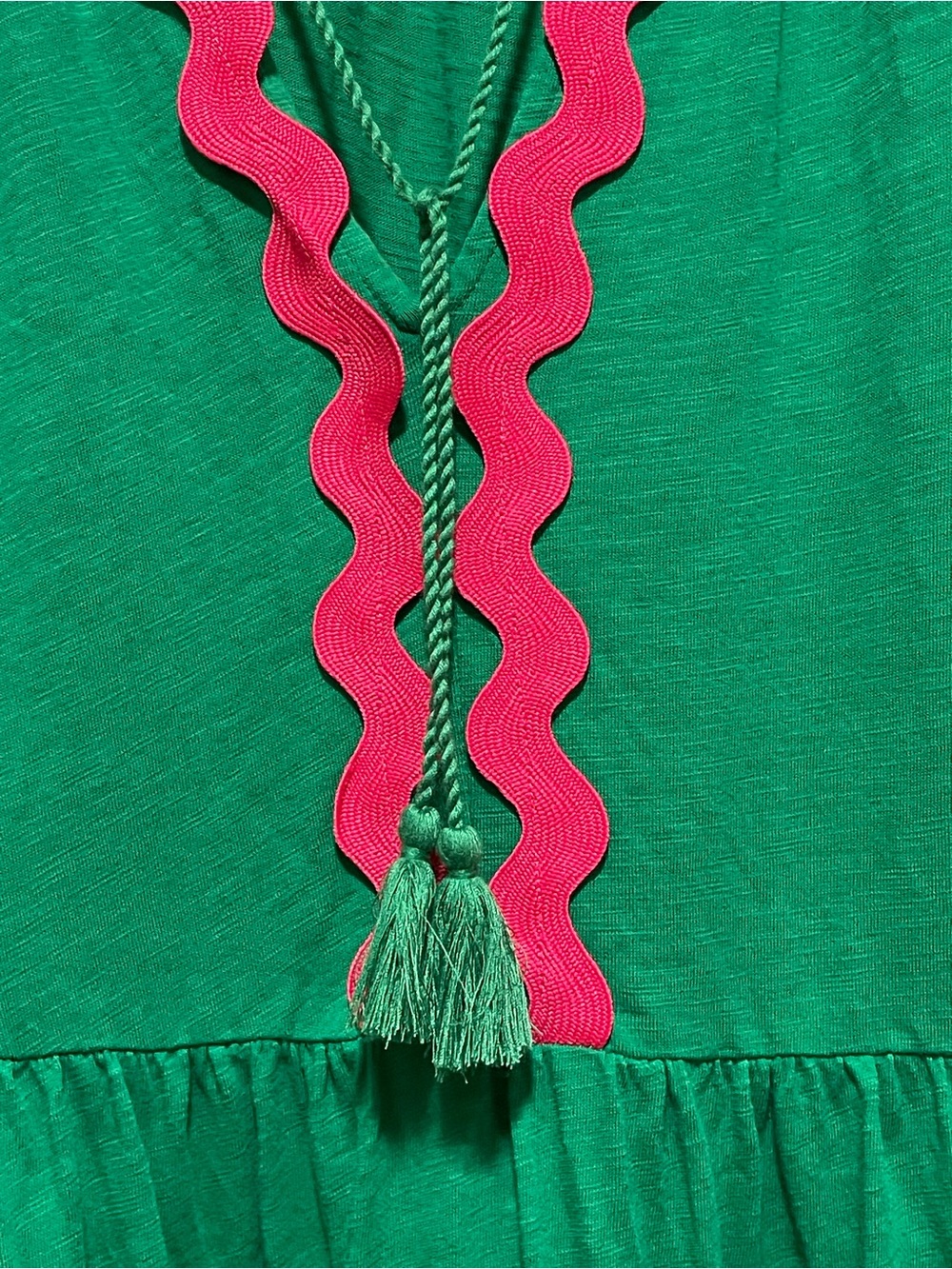 Boden Boho Corinna Ric Rac Green Long Sleeve Jersey Dress Festive & Fun - Picture 4 of 11